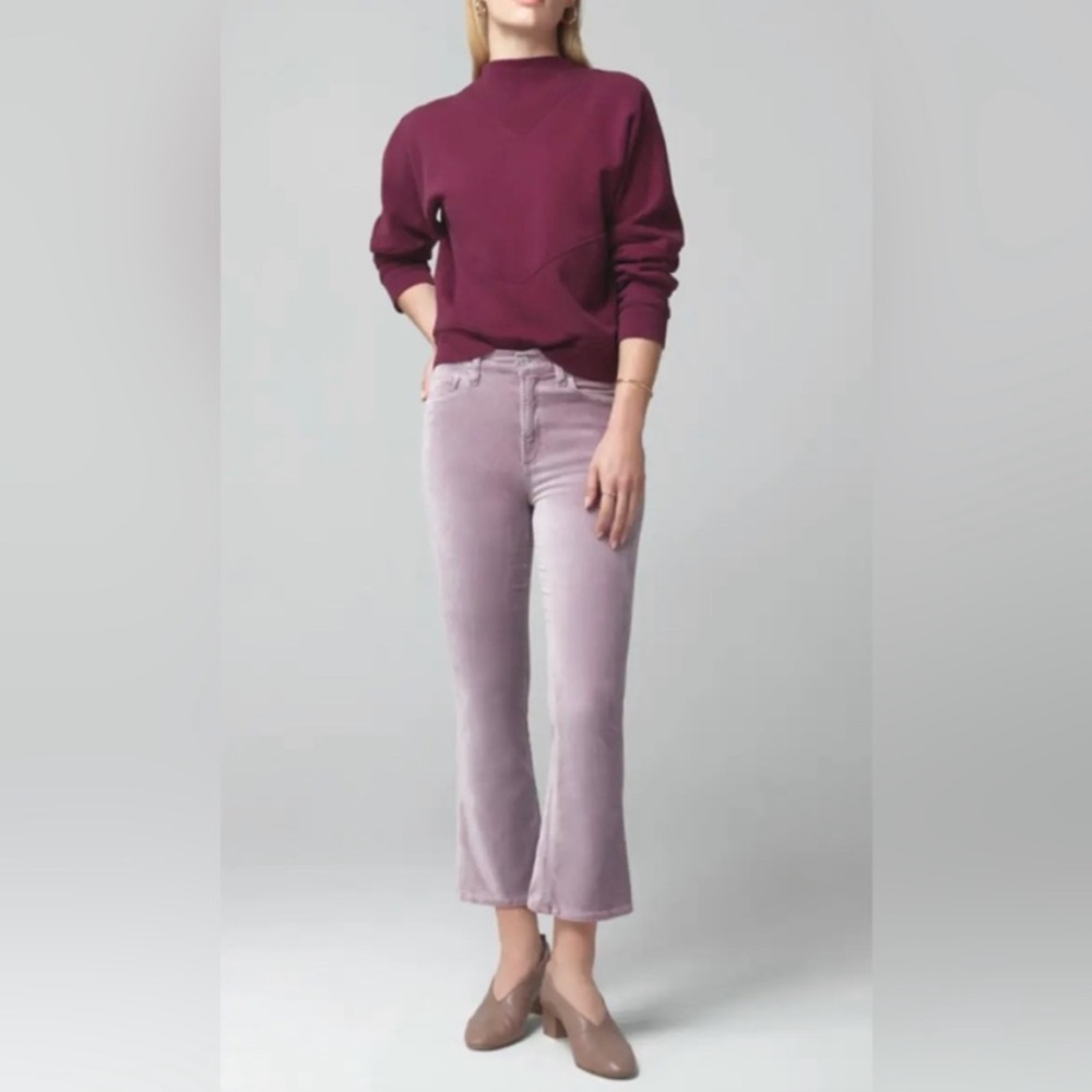 Citizens of Humanity Demy High Rise Cropped Flare Velvet Jeans Lilac Purple 24